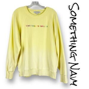 Something Navy Ombre Yellow Something To Smile In Sweatshirt Womens Size Small